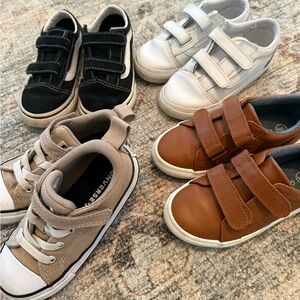 Stylish Toddler boy Shoes in Black, White, Tan, and Brown